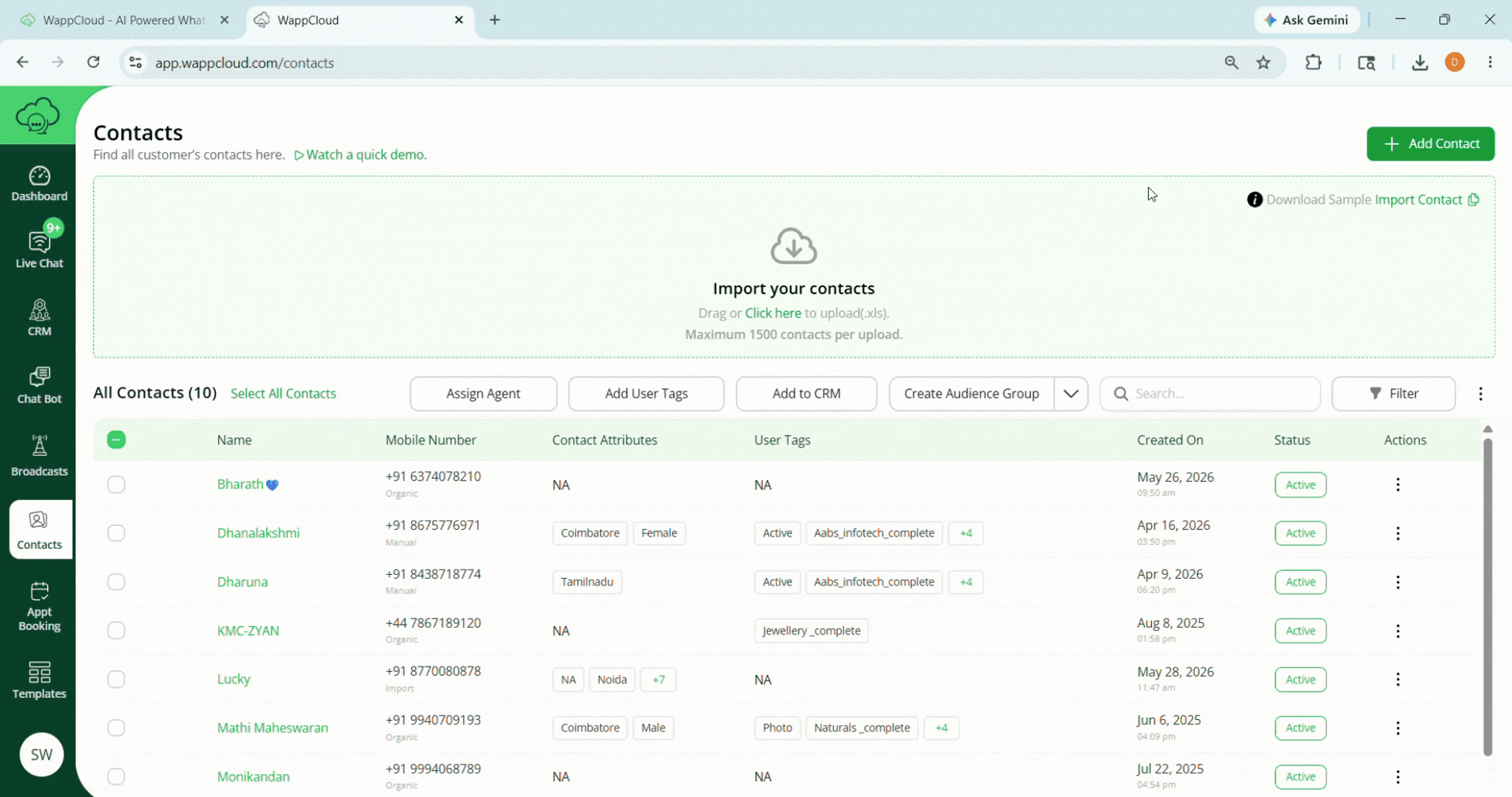 Importing Bulk Contacts