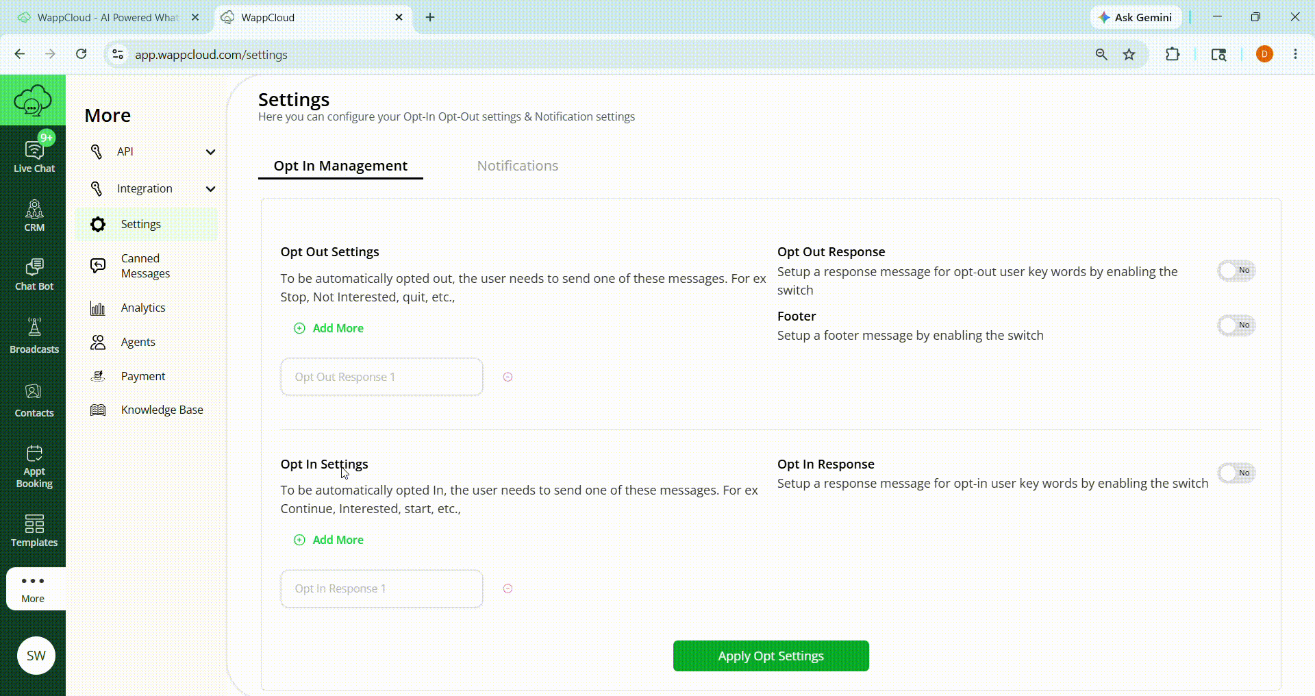 Opt-In Management